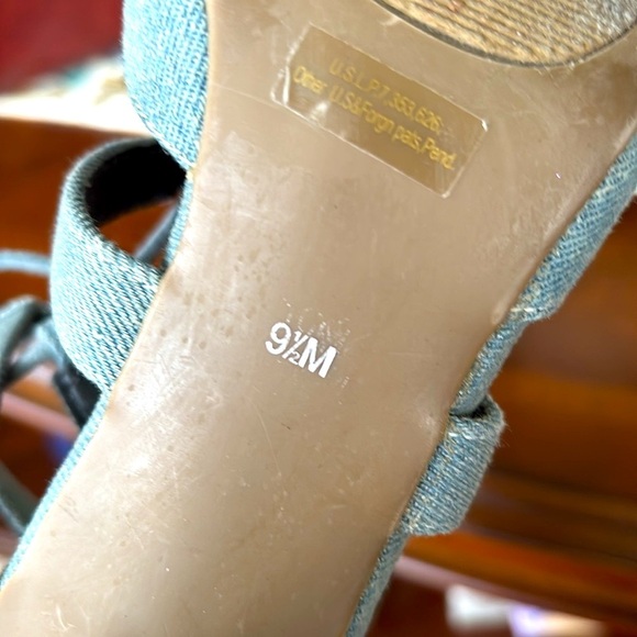 G By Guess Blue Denim Jean Lace Up Heels Y2K Strappy Back Zipper Closure - Picture 12 of 14